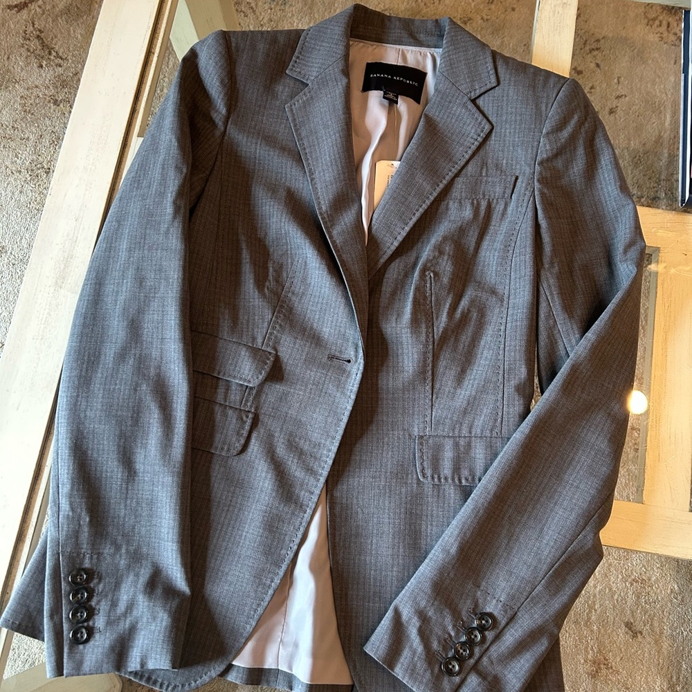 NWT~Banana Republic Light Gray Suit Jacket~Stretch Tall 2 - Picture 5 of 6